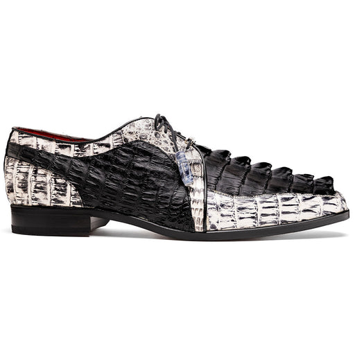 Marco Di Milano Caribe Newspaper / Black Caiman Crocodile Derby Shoes