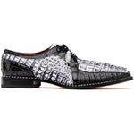 Marco Di Milano Caribe Black / Newspaper Caiman Crocodile Derby Shoes