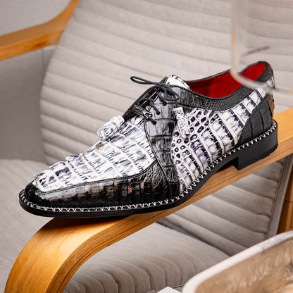 Marco Di Milano Caribe Newspaper Black Leather Dress Shoe