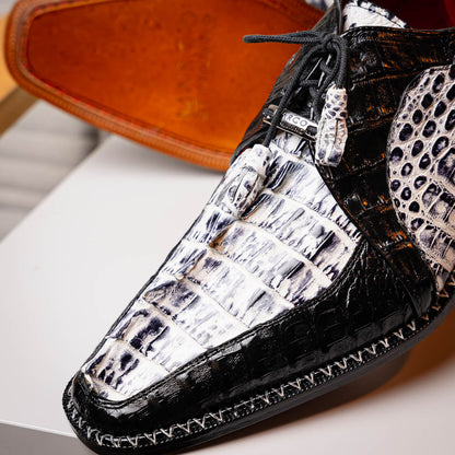 Marco Di Milano Caribe Newspaper Black Leather Dress Shoe