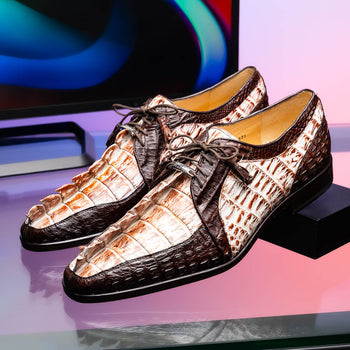 Marco Di Milano Caribe: Rustic White/Brown Leather Dress Shoe