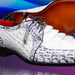 Marco Di Milano Caribe White Leather Sneakers - "Newspaper" Accent