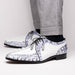 Marco Di Milano Caribe White Leather Sneakers - "Newspaper" Accent