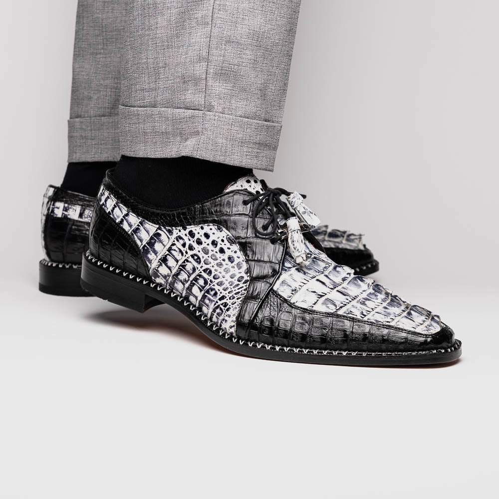 Marco Di Milano Caribe Newspaper Black Leather Dress Shoe