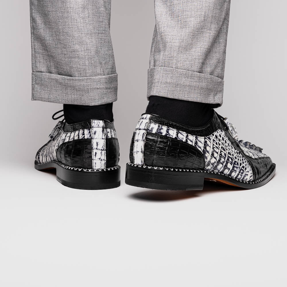 Marco Di Milano Caribe Newspaper Black Leather Dress Shoe