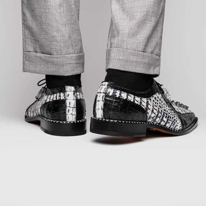 Marco Di Milano Caribe Newspaper Black Leather Dress Shoe