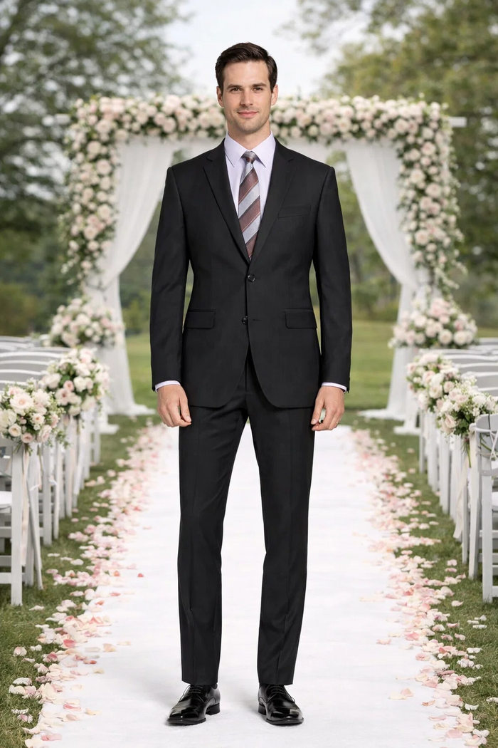 Carlo Lusso Black Two-button Poly Blend Suit - Image 5