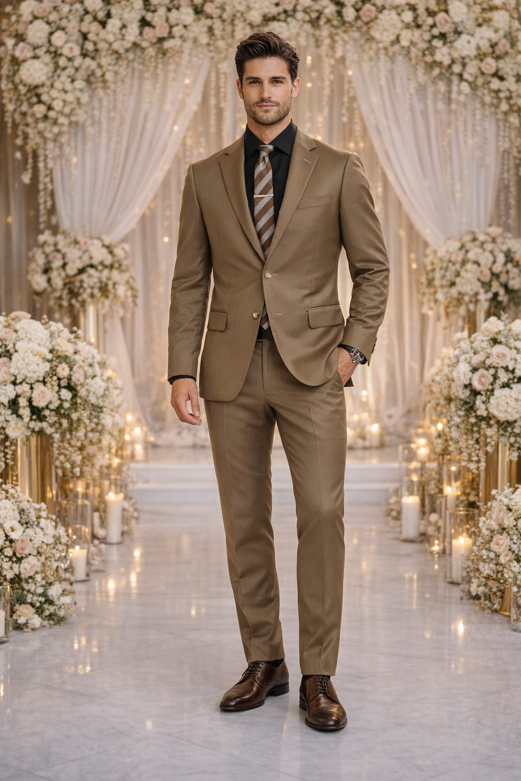 Carlo Lusso Brown Two-button Poly Blend Suit - Image 6