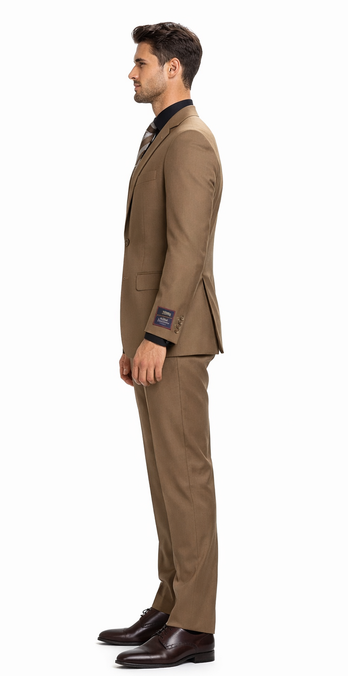 Carlo Lusso Brown Two-button Poly Blend Suit - Image 3