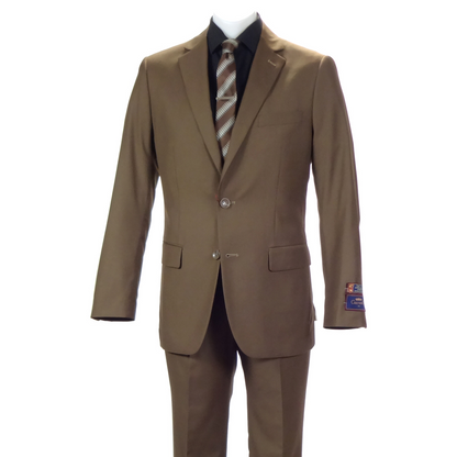 Carlo Lusso Brown Two-button Poly Blend Suit - Image 9