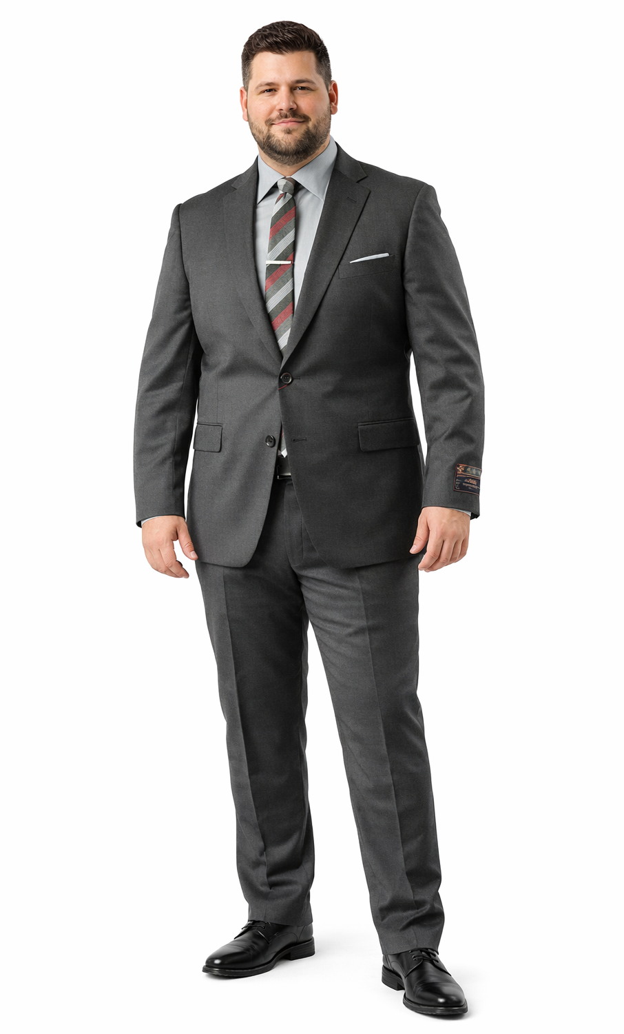 Carlo Lusso Charcoal Two-button Slim Fit Poly Blend Suit - Image 5