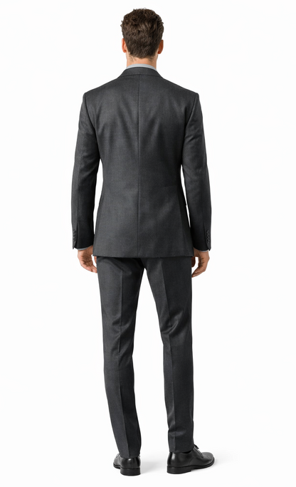 Carlo Lusso Charcoal Two-button Slim Fit Poly Blend Suit - Image 2