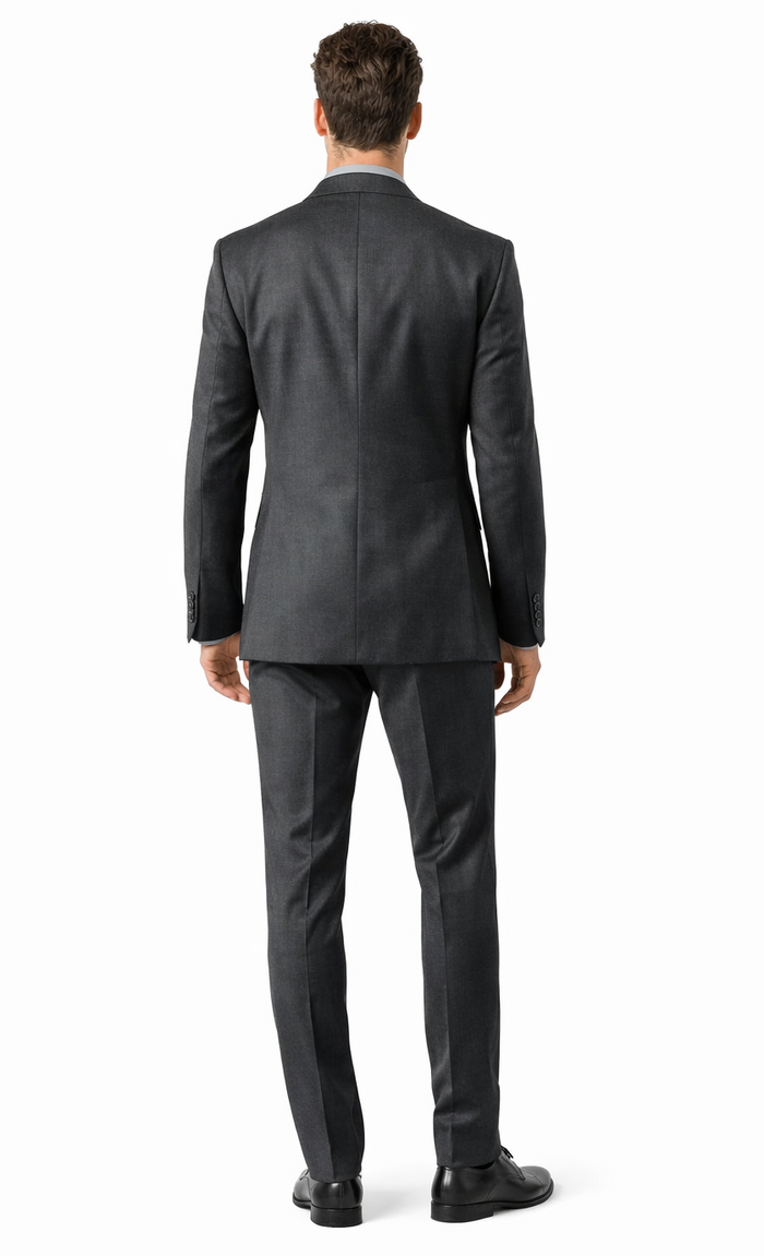 Carlo Lusso Charcoal Two-button Slim Fit Poly Blend Suit - Image 2