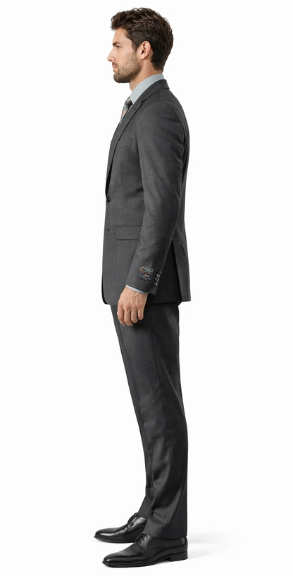 Carlo Lusso Charcoal Two-button Slim Fit Poly Blend Suit - Image 3