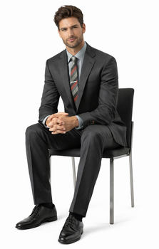 Carlo Lusso Charcoal Two-button Slim Fit Poly Blend Suit - Image 4