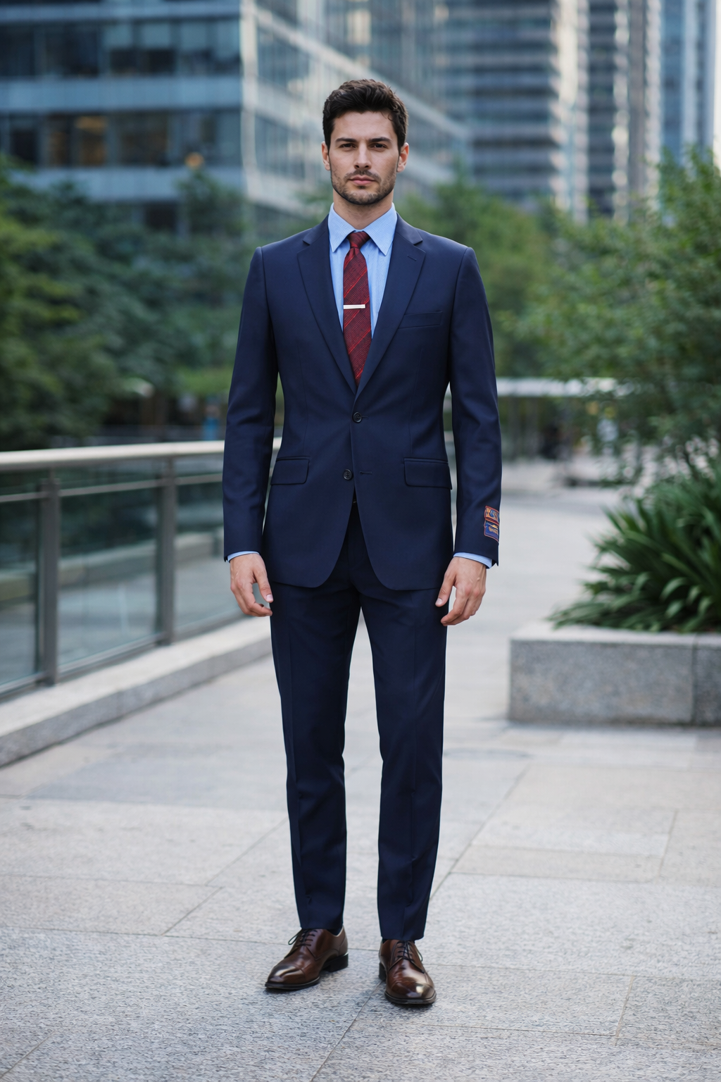 Carlo Lusso Navy Two-button Poly Blend Suit - Image 6