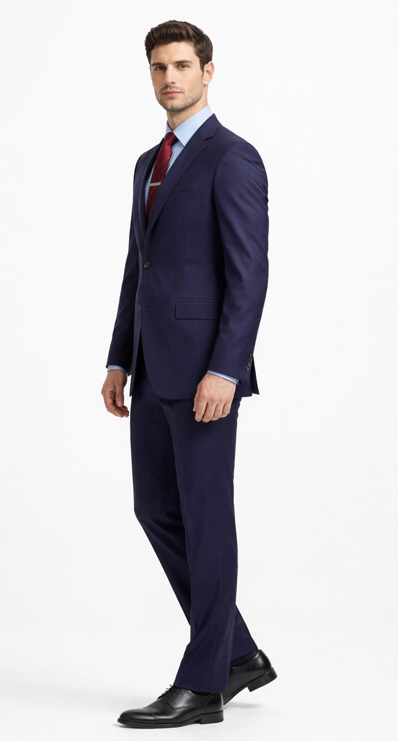 Carlo Lusso Navy Two-button Poly Blend Suit - Image 3