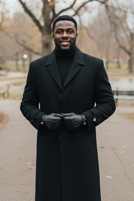 Men's Charcoal Single Breasted Full Length Top Coat Seattle