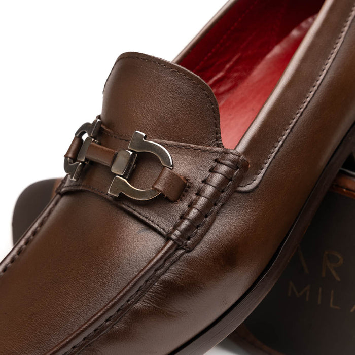 Marco Di Milano Cassarano Men's Calfskin Leather Loafers Brown