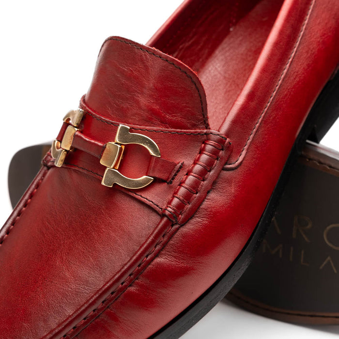 Marco Di Milano Cassarano Men's Calfskin Leather Loafers Red