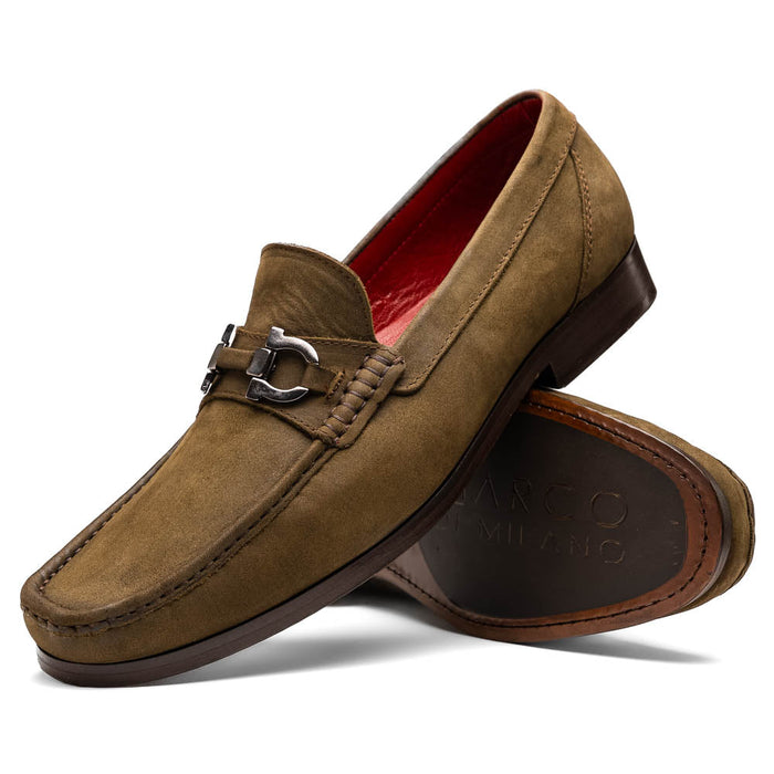 Marco Di Milano Cassarano Men's Calfskin Leather Loafers Olive