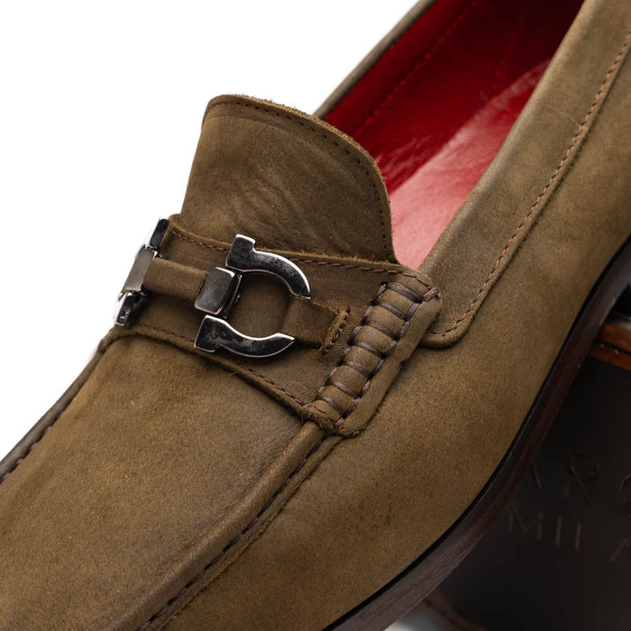 Marco Di Milano Cassarano Men's Calfskin Leather Loafers Olive