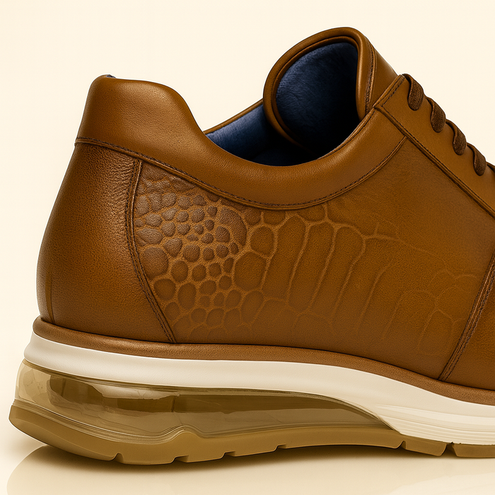 Belvedere Todd Men's Shoes Antique Brandy Exotic Genuine Ostrich Casual Sneakers