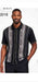 Mens Black and Gray Pattern Walking Suit Set – Short Sleeve Knit Shirt and Pants Casual Outfit for Summer, Travel and Everyday Wear