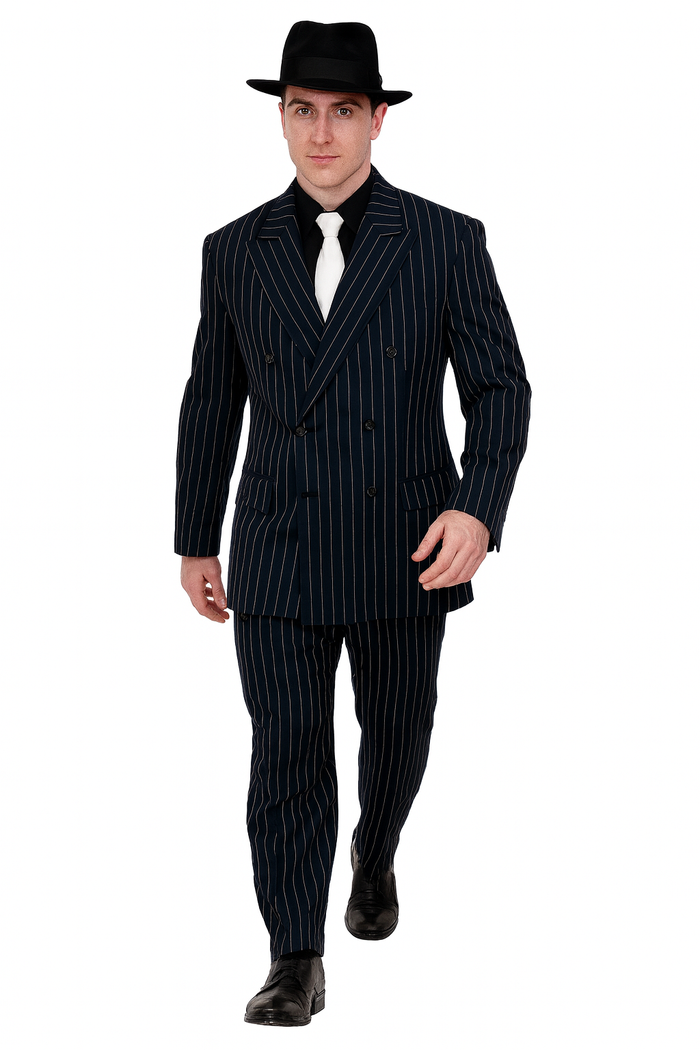 Chalk Double Breasted 6 On 2 Men'S Any Color & Bold White Pinstripe Suit - Image 4