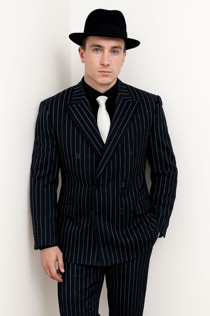 Chalk Double Breasted 6 On 2 Men'S Any Color & Bold White Pinstripe Suit - Image 3