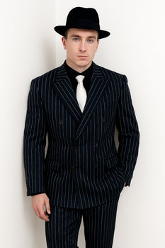 Chalk Double Breasted 6 On 2 Men'S Any Color & Bold White Pinstripe Suit - Image 3