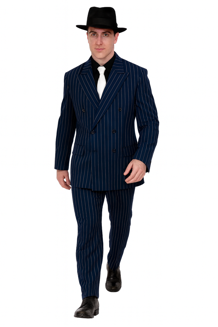 Chalk Double Breasted 6 On 2 Men'S Any Color & Bold White Pinstripe Suit - Image 7