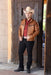 Men’s Honey Fine Leather Cowboy Denim Jacket