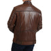 Men’s Brown Woven Cowhide & Sheepskin Leather Denim Jacket