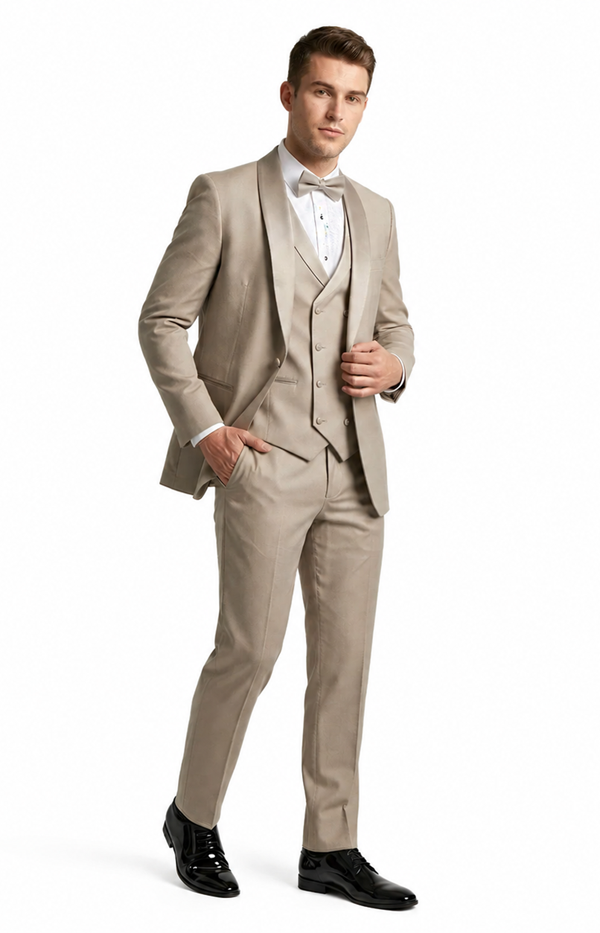 Champagne Modern Shawl Lapel Tuxedo Set – Wedding & Prom