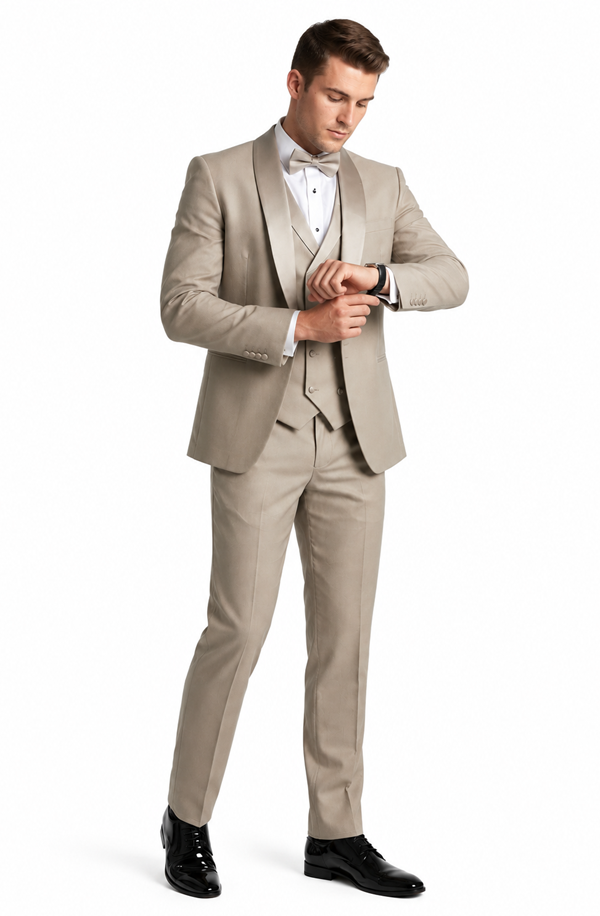 Champagne Modern Shawl Lapel Tuxedo Set – Wedding & Prom