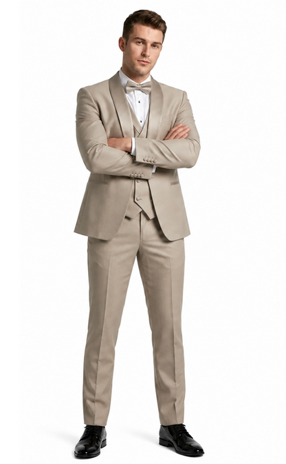 Champagne Modern Shawl Lapel Tuxedo Set – Wedding & Prom