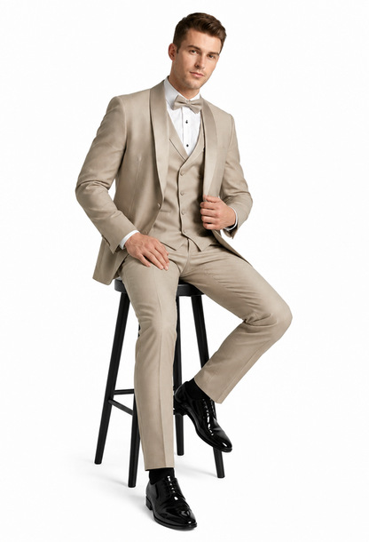Champagne Modern Shawl Lapel Tuxedo Set – Wedding & Prom