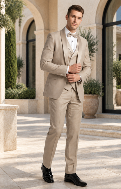 Champagne Modern Shawl Lapel Tuxedo Set – Wedding & Prom