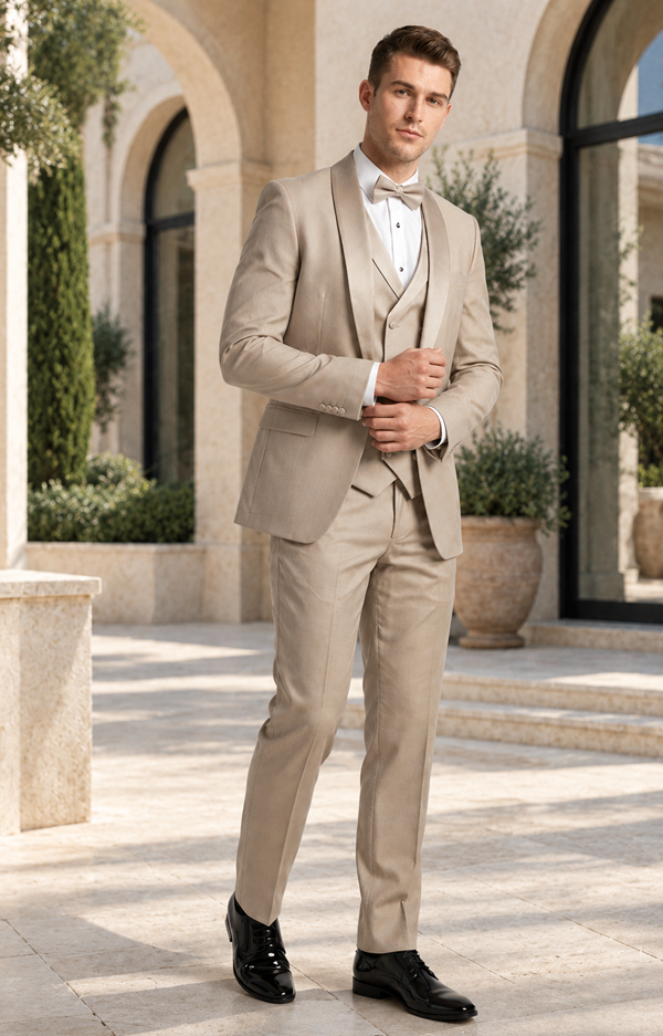 Champagne Modern Shawl Lapel Tuxedo Set – Wedding & Prom