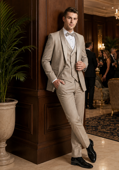 Champagne Modern Shawl Lapel Tuxedo Set – Wedding & Prom