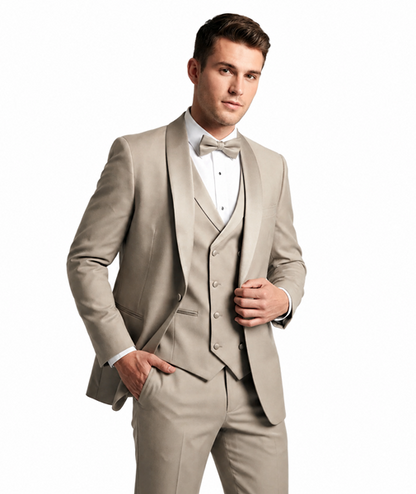 Champagne Modern Shawl Lapel Tuxedo Set – Wedding & Prom