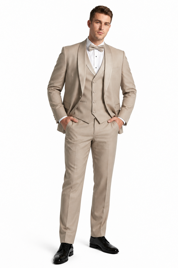 Champagne Modern Shawl Lapel Tuxedo Set – Wedding & Prom