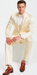 Champagne Satin Skinny Fit 3 Piece Tazzio Men's Suit with Double Breasted Vest and Peak Lapel Jacket