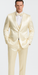 Champagne Satin Skinny Fit 3 Piece Tazzio Men's Suit with Double Breasted Vest and Peak Lapel Jacket
