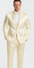 Champagne Satin Skinny Fit 3 Piece Tazzio Men's Suit with Double Breasted Vest and Peak Lapel Jacket