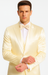 Champagne Satin Skinny Fit 3 Piece Tazzio Men's Suit with Double Breasted Vest and Peak Lapel Jacket