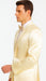 Champagne Satin Skinny Fit 3 Piece Tazzio Men's Suit with Double Breasted Vest and Peak Lapel Jacket