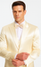 Champagne Satin Skinny Fit 3 Piece Tazzio Men's Suit with Double Breasted Vest and Peak Lapel Jacket