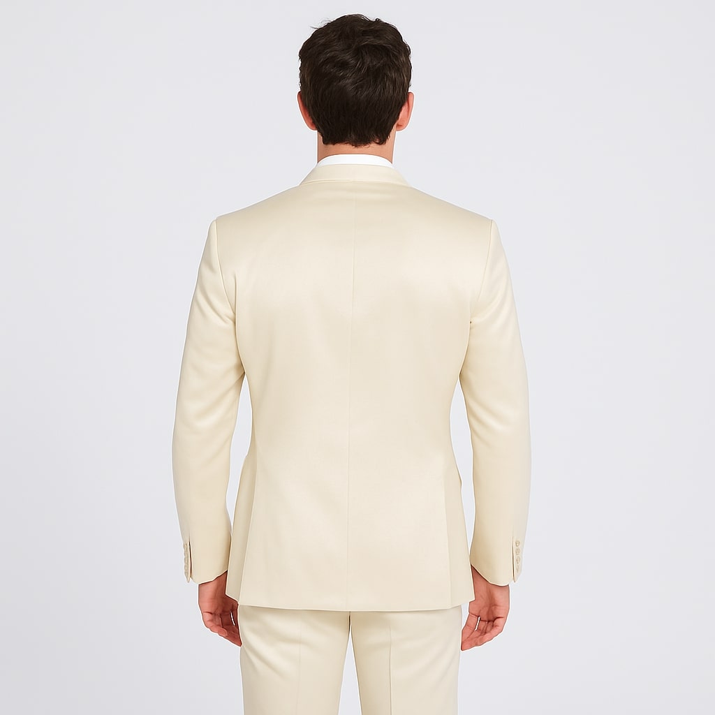Champagne Satin Tuxedo Set – 4-Piece Look for Weddings & Proms - Image 3